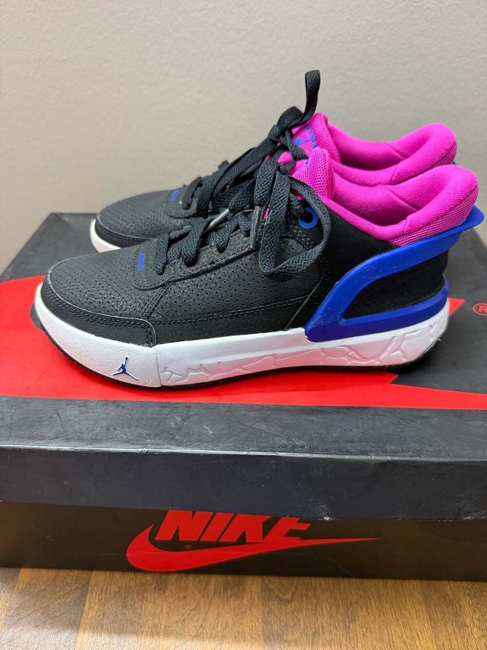 Jordan Day 1 EO Black Pink Blue Youth Basketball Shoes